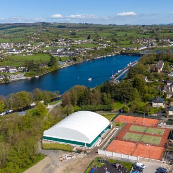 Aerial view of covered courts