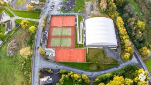 Aerial view of courts